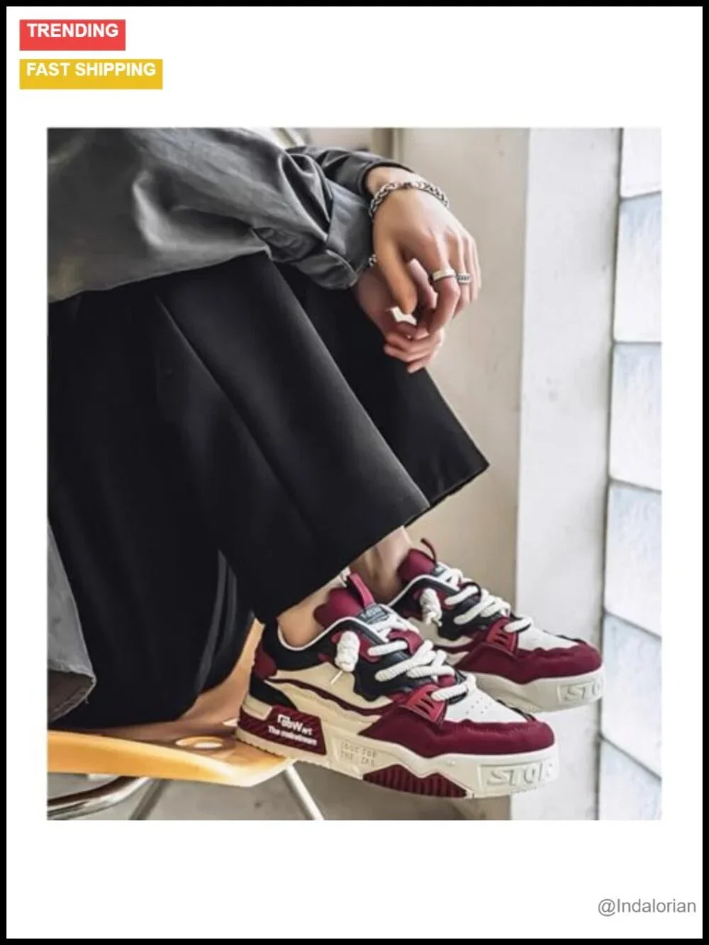 Elevated Platform Chunky Sneakers Slip-Resistant PU Casual Walking Shoes Men's